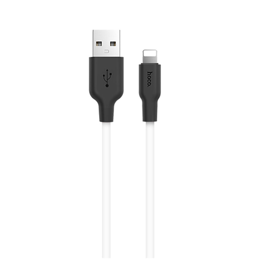 Кабель для айфон USB HOCO X21 Silicone USB - Lightning, 2А, 1 м, белый+черный
