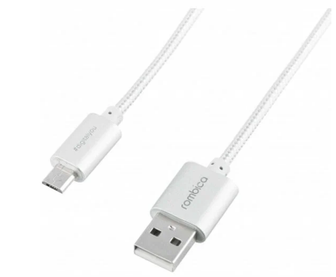 Кабель Rombica Twist USB - microUSB, 1 м, Silver