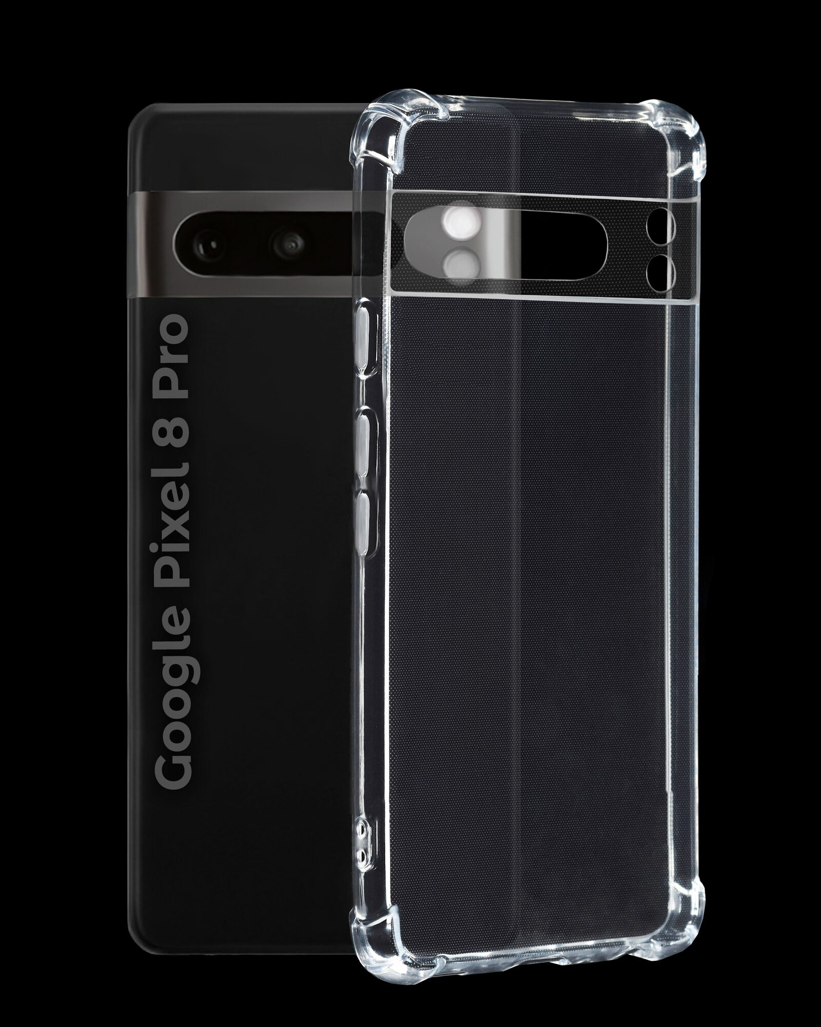 фото Чехол для смартфона Google Pixel 8 Pro силиконовый противоударный с защитой камеры, бампер с усиленными углами для телефона Гугл Пиксель 8 про прозрачный