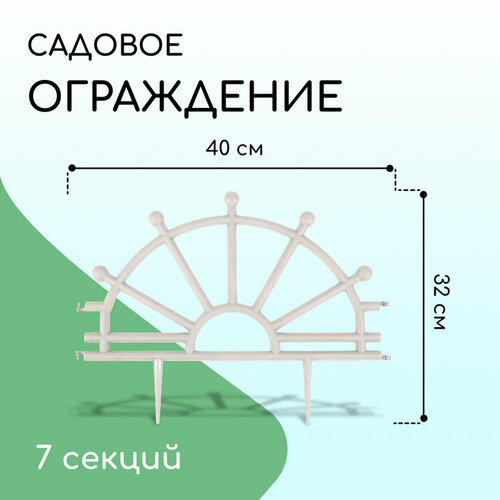 Ограждение 23 х 200 см, 7 секций, пластик, белое, 