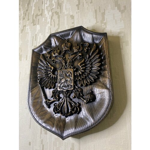Деревянное панно с изображением Двуглавого орла черного цвета