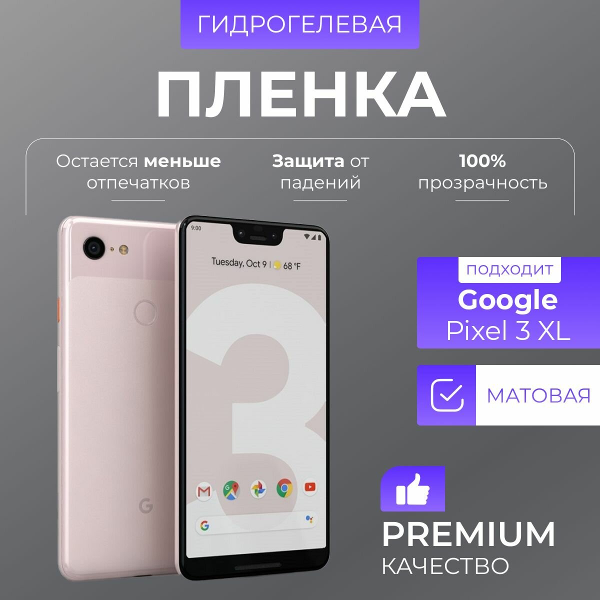 Гидрогелевая защитная пленка Google Pixel 3 Xl Матовый