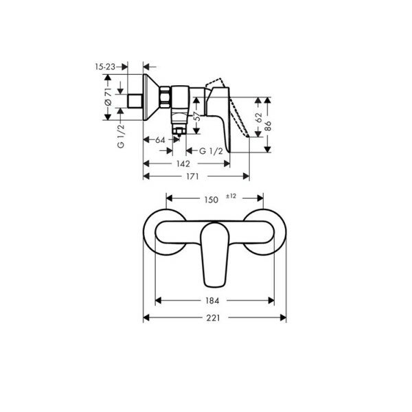 Talis E 71760000 Смеситель для душа (1/2", однозахватный, 17 л/мин) Hansgrohe - фото №10