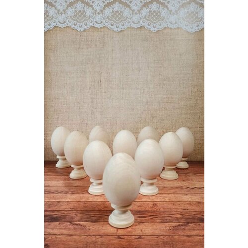 Набор 10 шт. деревянных яиц на подставке