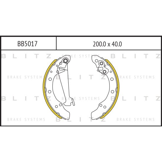 Колодки тормозные барабанные Blitz для VW Golf/Polo 91->, 4 шт