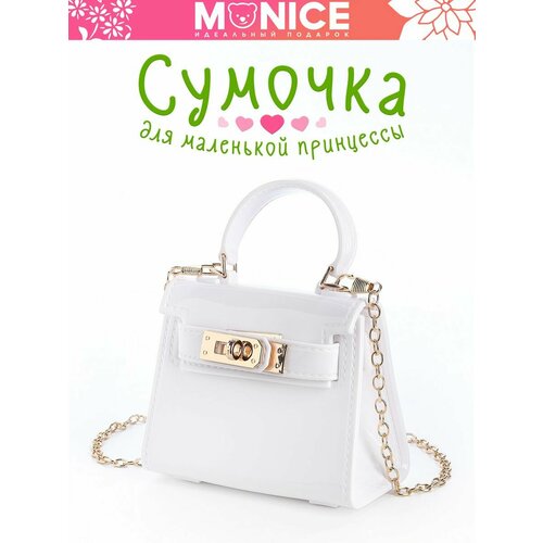 фото Сумка мессенджер monice, фактура лаковая, белый