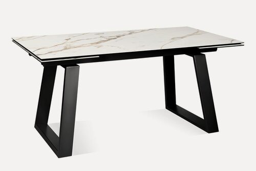 Изображение товара Стол обеденный керамический прямоугольный раздвижной ROVENA 160 ROSE GOLD CER BK на металлокаркасе, столешница керамика, цвет розовое золото, 160(240)х90 см