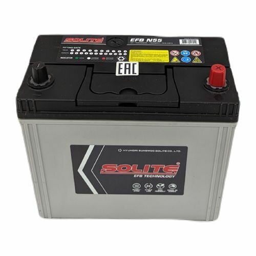 Аккумулятор автомобильный Solite EFB N55 50Ач R+ CCA440A 236x128x220 B00 (тонкая клемма)
