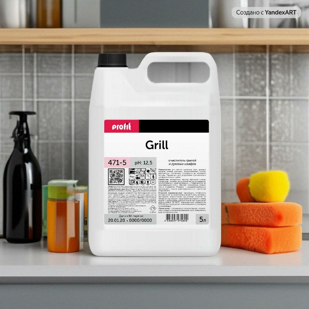 Профессиональное средство, чистящий гель для кухонных плит и поверхностей PROFIT GRILL, канистра 5л