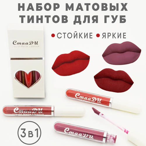 Матовый тинт для губ CmaaDu, набор из трех стойких помад №09