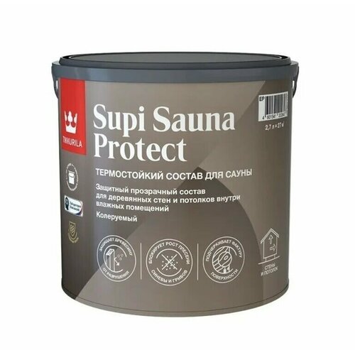 Антисептик Tikkurila Supi Sauna Protect для бань и саун бесцветный 2,7 л