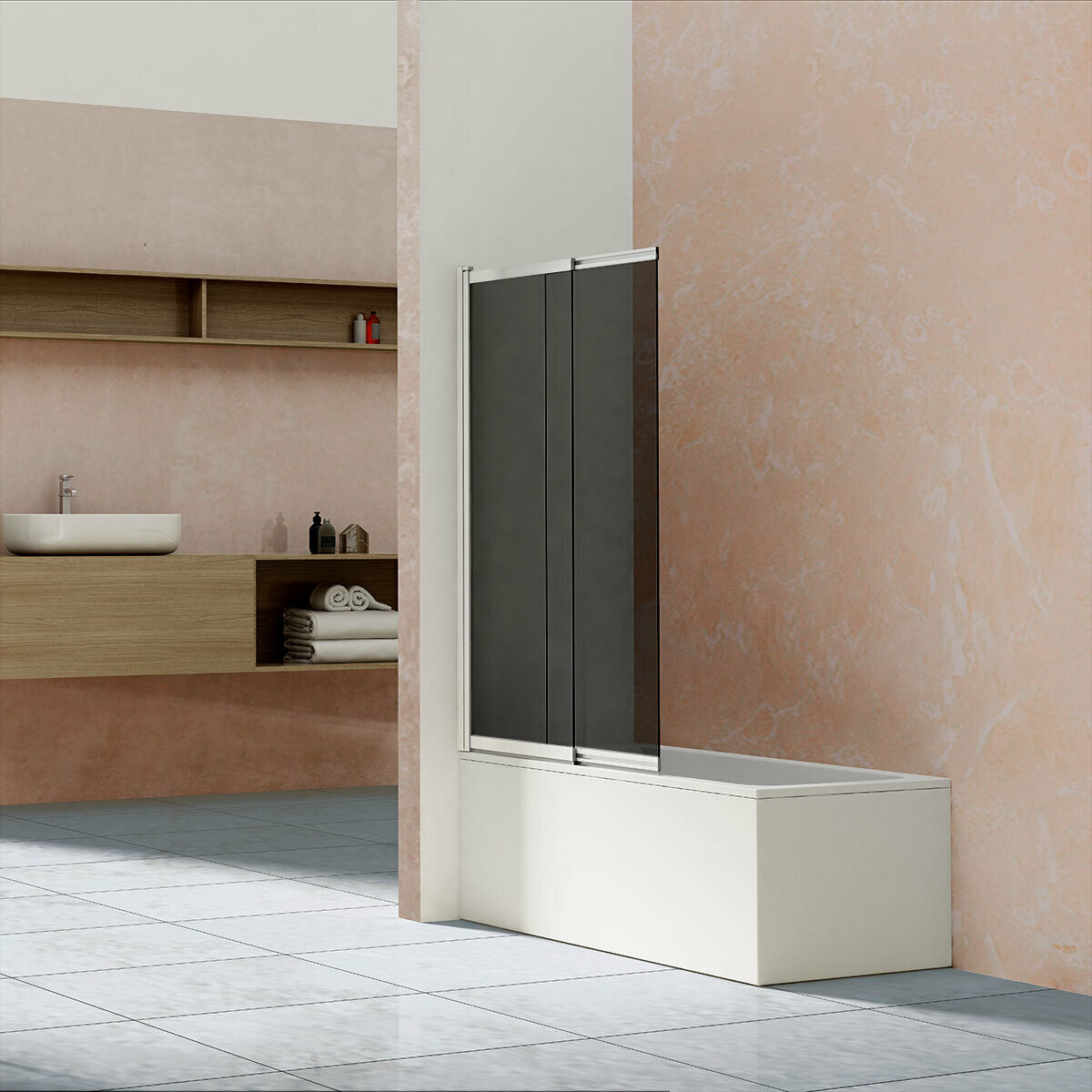 фото Душевая шторка на ванну VSB-1E100CG, 1000*1450, хром, стекло тонированное