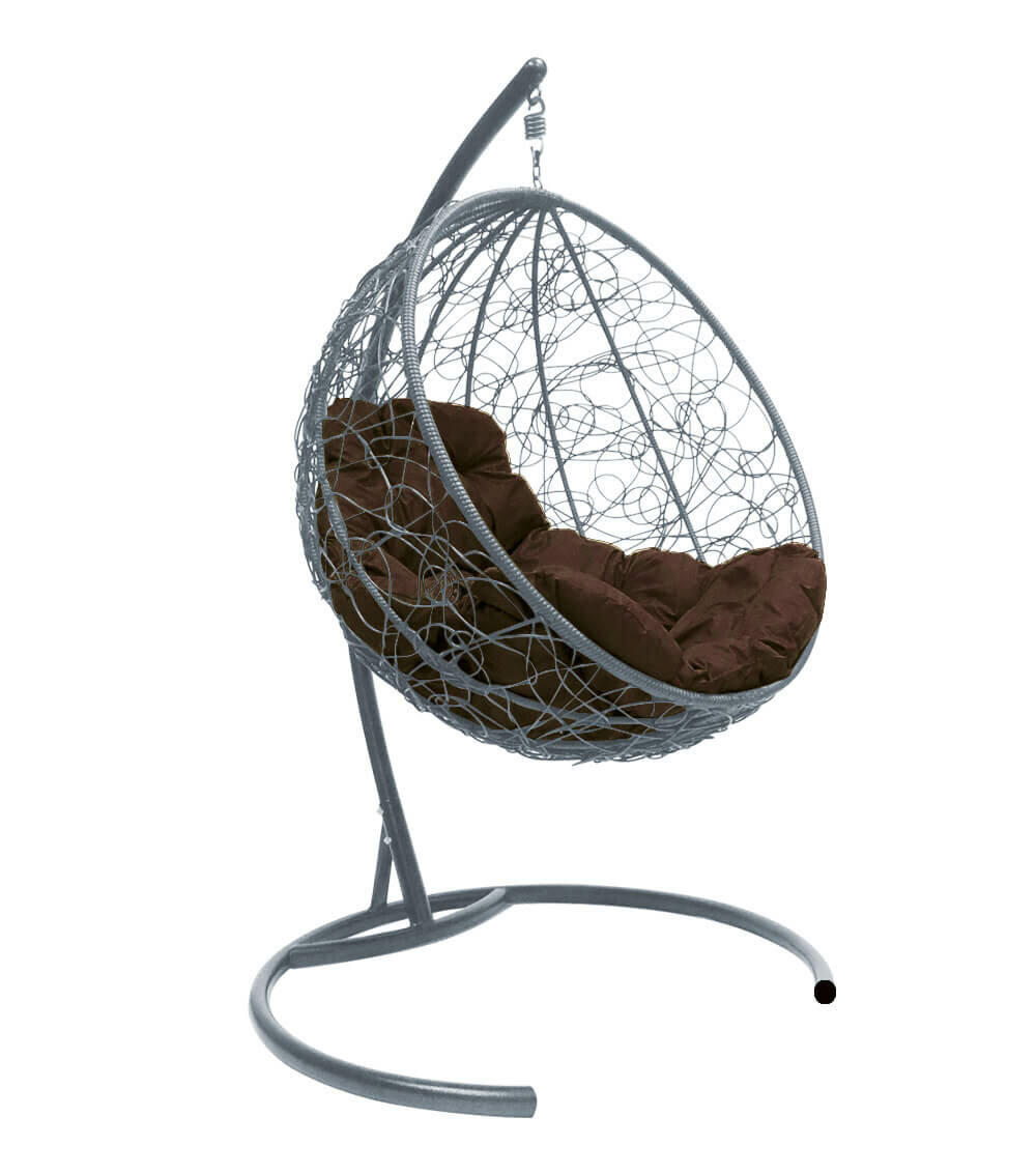 Подвесное кресло "Круг" Серое с коричневой подушкой M-Group