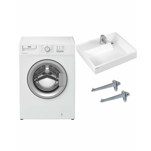 Стиральная машина Beko WRS 54P1 BSW и раковина над стиральной машиной Юпитер 50 3620000₽