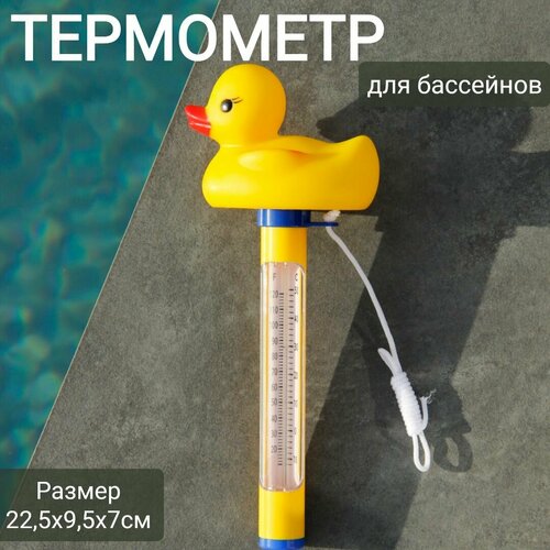 Термометр плавающий для бассейнов 22,5х9,5х7см, арт. Sun24047 желтая утка