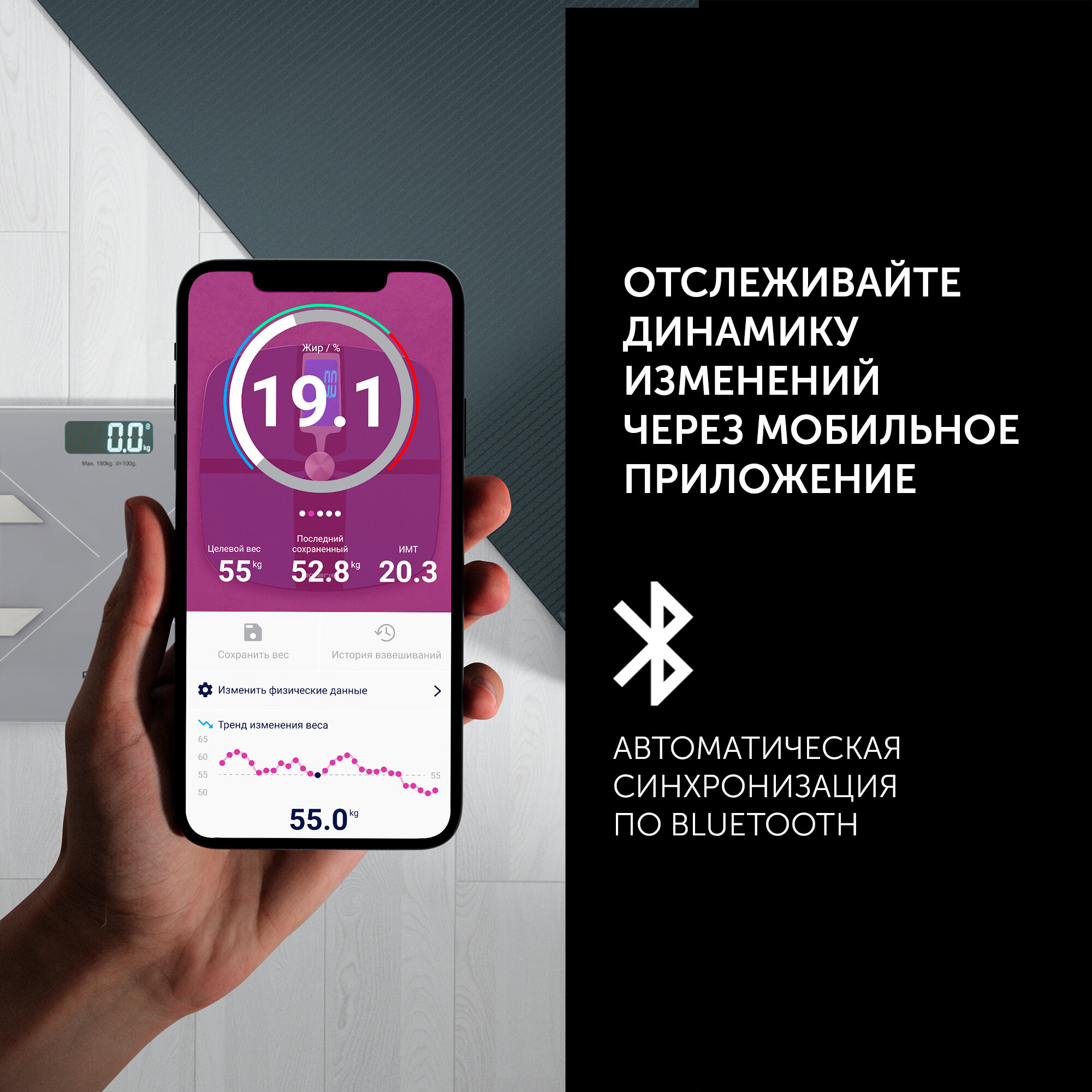 Весы напольные электронные POLARIS PWS 1898 IQ Home Белый