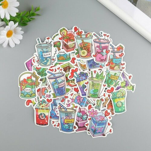 Наклейки пластик Цветы любви набор 60 шт 10х12 см 434₽