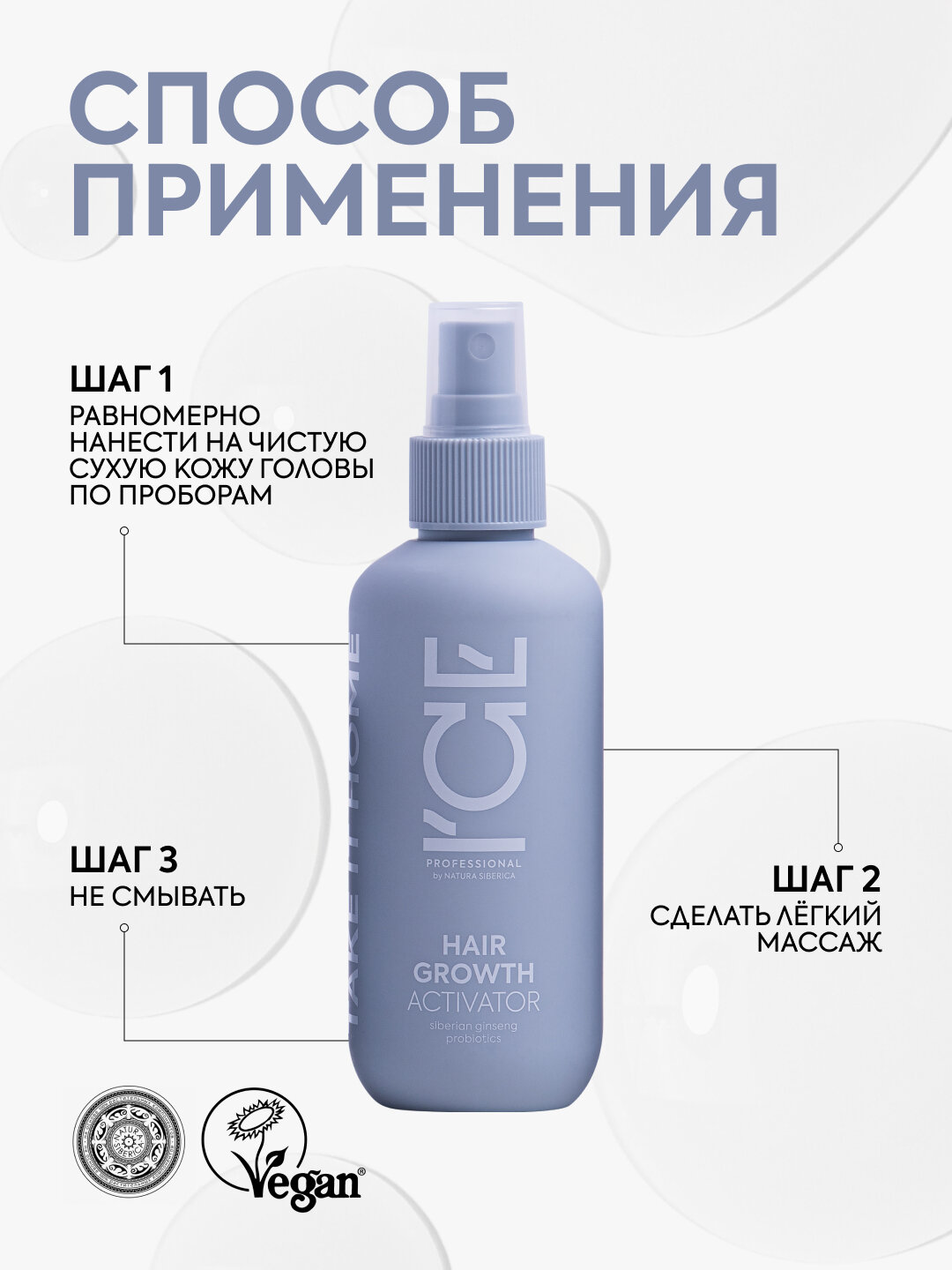 Лосьон-активатор ICE by NATURA SIBERICA Take it home Hair Growth стимулирующий рост волос, 200 мл