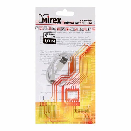 Кабель Mirex, Lightning - USB, 1А, 1 метр, в пакете, белый, 2 штуки сзу usb lightning fumiko ch06 1м 2 1а black