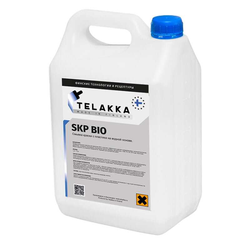 Очиститель краски с пластика TELAKKA SKP BIO 5л, полиуретановые, нитроцеллюлозные, акриловые, алкидные, эпоксидные, порошковые