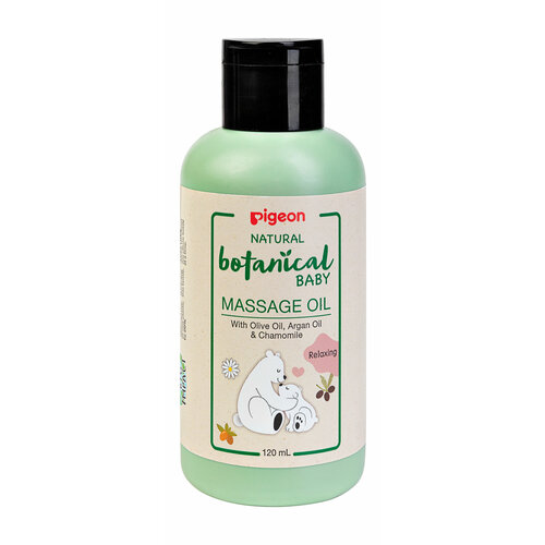 фото Pigeon массажное масло для тела natural botanical baby massage oil, 120 мл