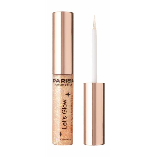 PARISA COSMETICS Тени жидкие для век с глиттером Let's Glow EL-101, 4 мл, 04 gold