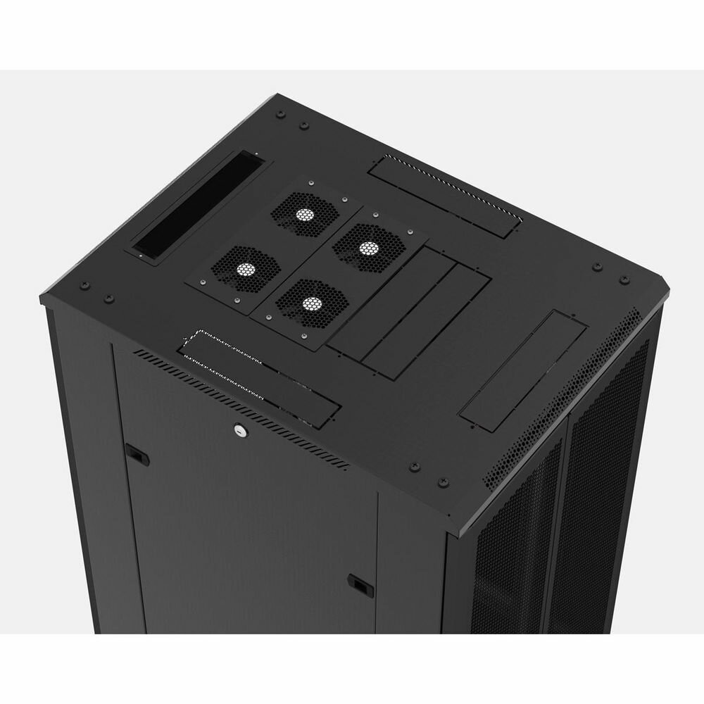 Шкаф напольный 19", 32U Hyperline 1610х800х1000 мм (ВхШхГ), передняя дверь стеклянная, задняя дверь сплошная, ручка с замком, 2 ве - фото №5