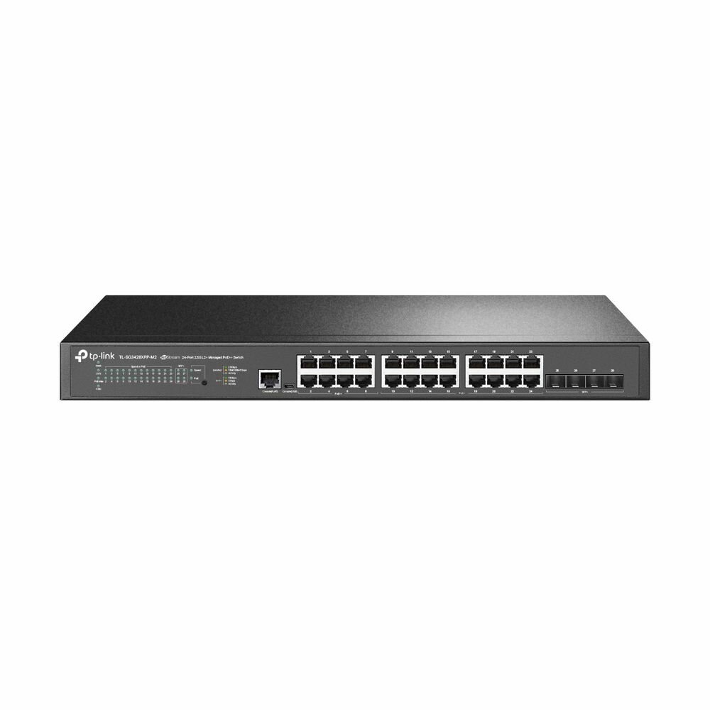 TP-LINK Коммутатор TP-LINK TL-SG3428XPP-M2 Управляемый коммутатор JetStream уровня 2+ с 24 портами 2,5 Гбит/с (8 портов PoE++, 16 портов PoE+) и 4 портами SFP+ 10 Гбит/с TL-SG3428XPP-M2