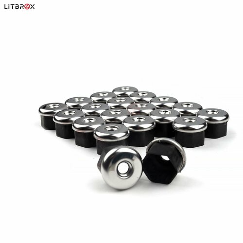 Колпачки на колесные болтыгайки 21 мм 20 шт металл хром 1990₽