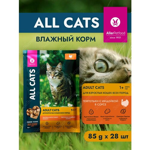 All cats корм влажный для кошек тефтельки с индейкой в соусе (пауч) 85 г * 28шт. hrabal bohumil all my cats