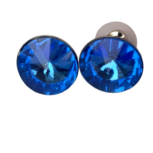 Серьги пусеты , кристаллы Swarovski, размер/диаметр 14 мм, синий серьги пусеты transformer кристаллы swarovski размер диаметр 14 мм бесцветный
