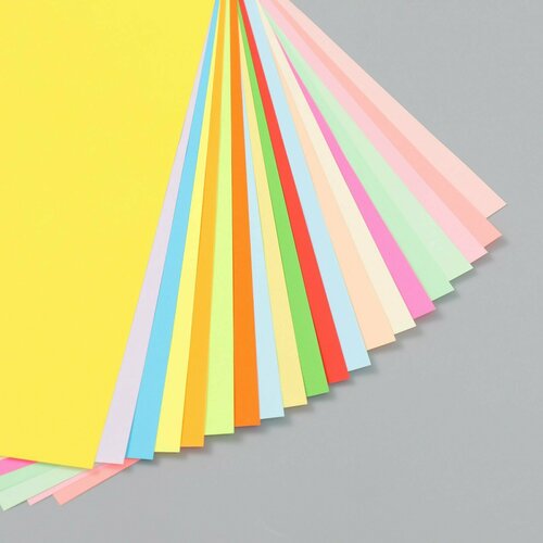 Тонированная цветная бумага Абстракция А4 (набор 20 листов) 20 цветов, плотность 80 гр/м2 9877421 цветная тонированная бумага домики а4 20 листов 20 цветов