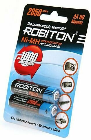Аккумулятор ROBITON R6 (AA) Ni-MH 2850mAh блистер 2 шт