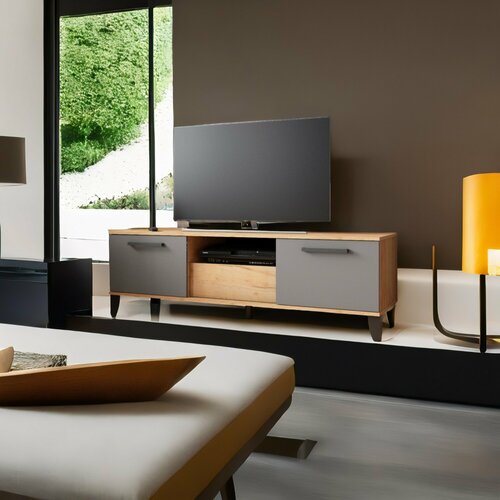 Тумба под телевизор Дуб Крафт Золотой/Графит