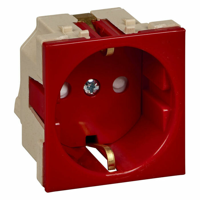 Розетка Systeme Electric ALTIRA, скрытый монтаж, с заземлением, красный, RN16-113-K