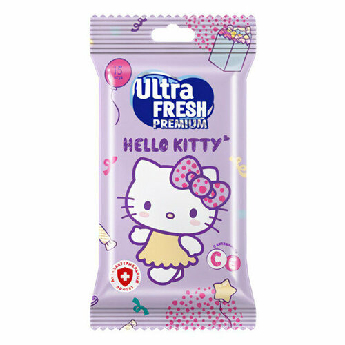 Салфетки влажные ultrafresh hello kitty 15шт