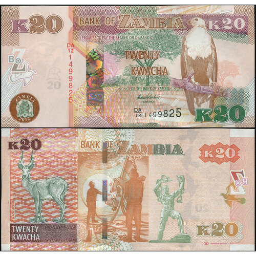 Банкнота. Замбия 20 квач. 2012 (2013) UNC. Кат. P.52a