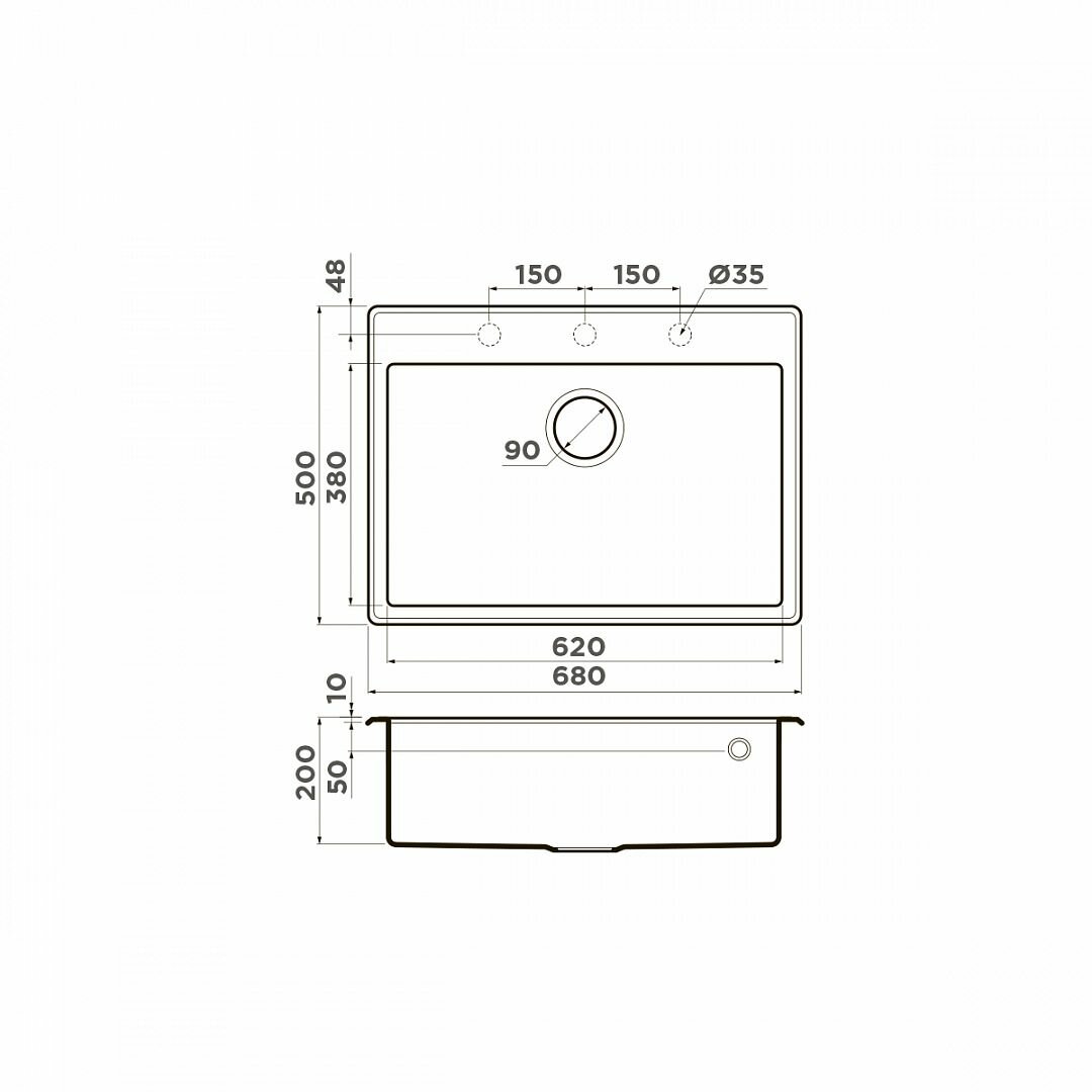 Кухонная мойка Omoikiri Tedori-68-WH белый 4993967 - фото №6