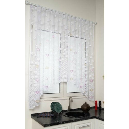 Тюль SANPA HOME арка для кухни короткий белый 1 шт 310х190 см 1077₽