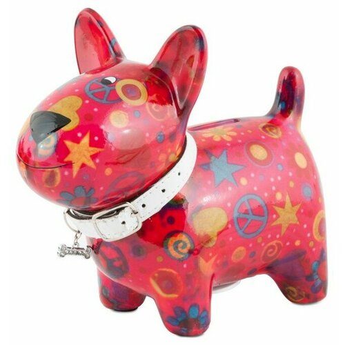 Собака Оскар (красная с разными символами и фигурами)