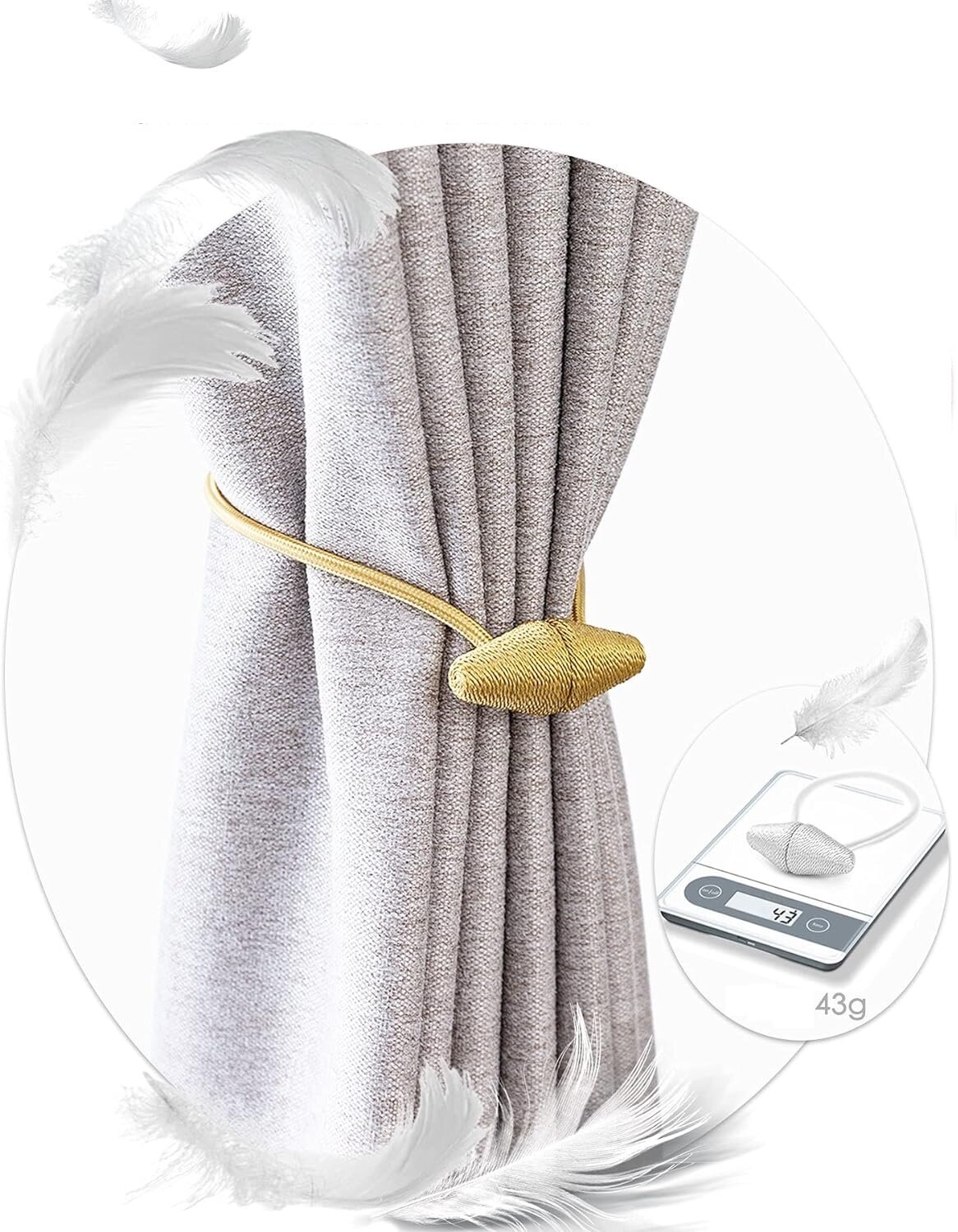 Подхват для штор магнитный, 2 шт, коричневый, для классических штор — фото 1