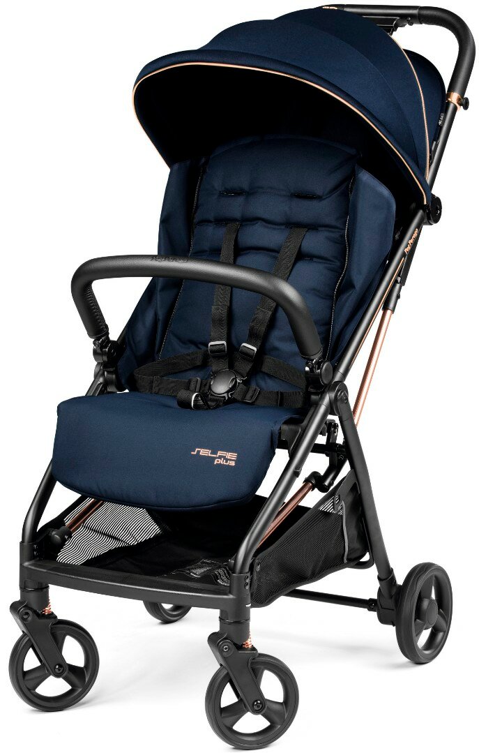 Прогулочная коляска Peg-Perego Selfie, Blue shine, цвет шасси: черный