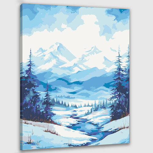 Картина по номерам 50х40 Пейзаж горы картина по номерам пейзаж зимняя деревня у горы эльбрус
