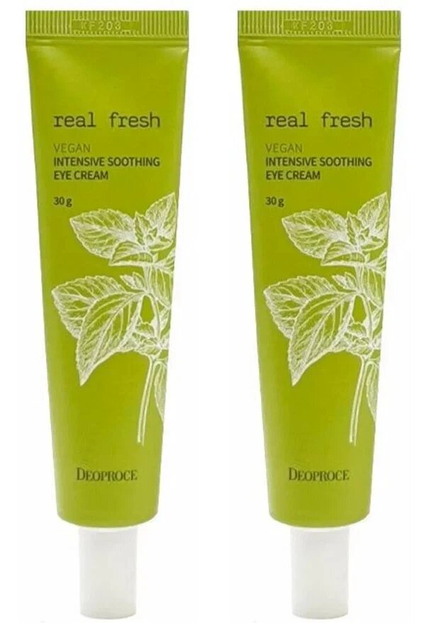 Крем для кожи вокруг глаз успокаивающий Deoproce Real Fresh Vegan Intensive Soothing Eye Cream, 30 мл, 2 шт