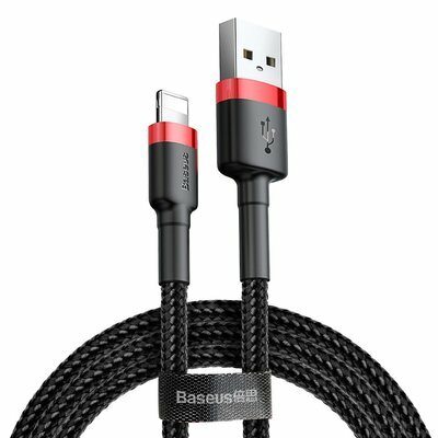 Кабель Baseus Cafule USB - Lightning (CALKLF) 1 м, черный/красный