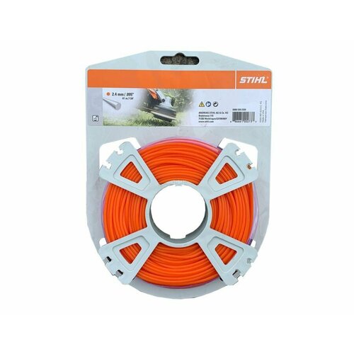 Леска для триммера 2,4ммх 14,9м круглого сечения оранжевая STIHL stihl леска stihl 2 4 434м 2 4 420м квадрат 0000 930 2613