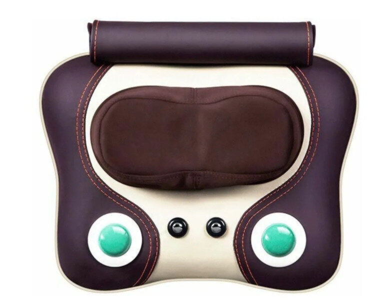Массажная роликовая подушка для спины и всего тела с ИК - прогревом и накидкой (6 роликов, 3 режима) / Вибромассажер для тела