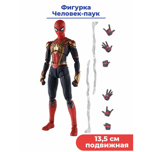 Фигурка Человек паук Spider man подвижная паутина сменные кисти 13,5 см фигурка hot toys spider man no way home spider man