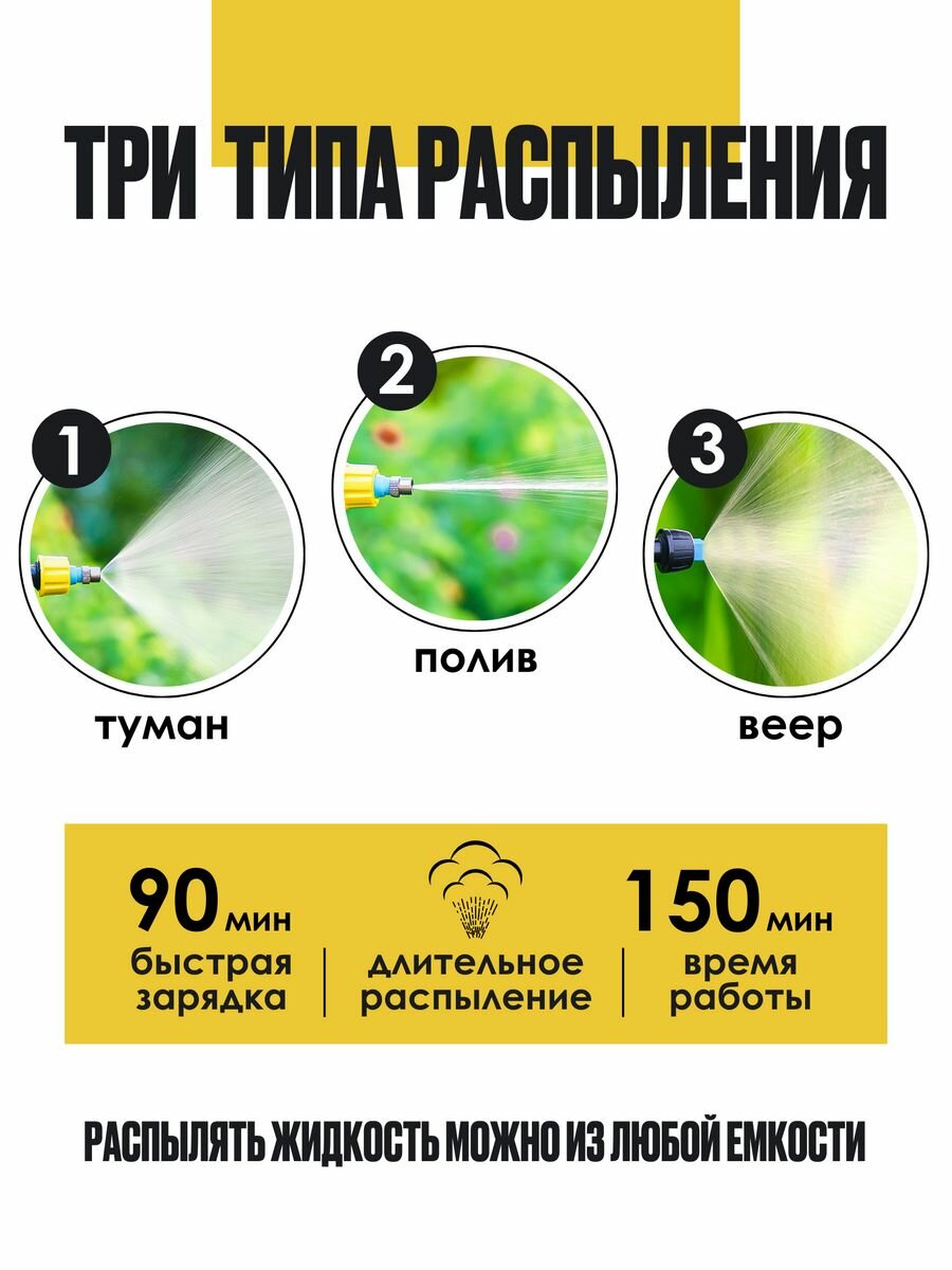 опрыскиватель аккумуляторный садовый 7,4 В штанга 110см - фотография № 5