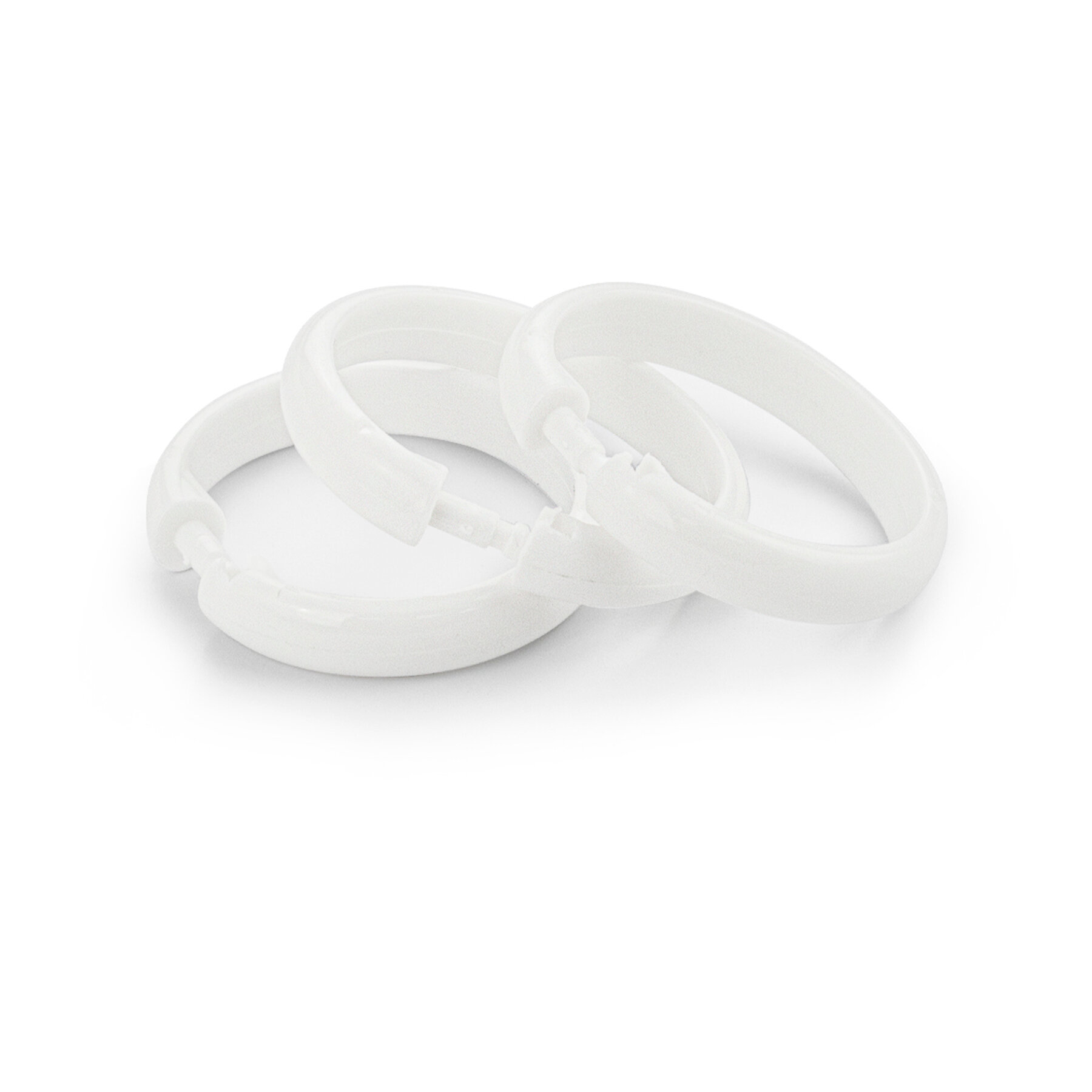 Кольца для штор и карнизов в ванную и душевую белые пластиковые упаковка 12 штук . Модель люкс санакс 75006